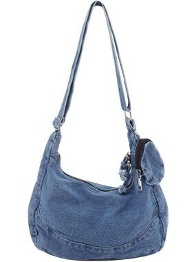 Denim Crossbody Bags for Women, Vintage Medium Denim Bag with Adjustable Shoulde
